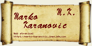 Marko Karanović vizit kartica